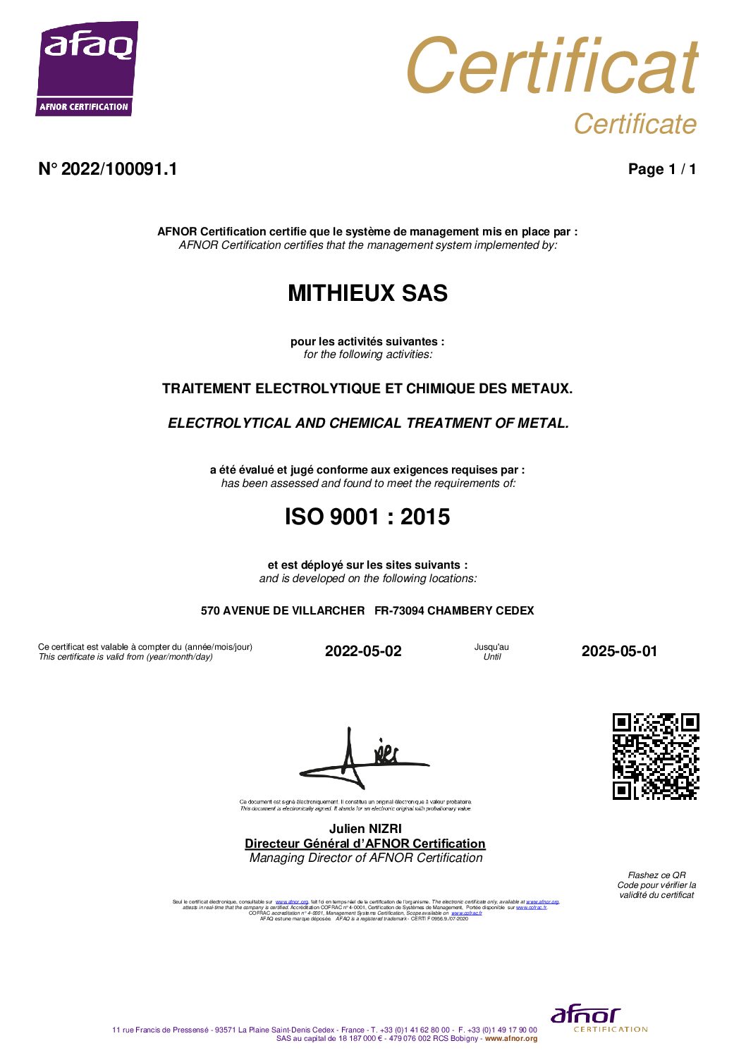 4190371 MITHIEUX_Certificat ISO 9001